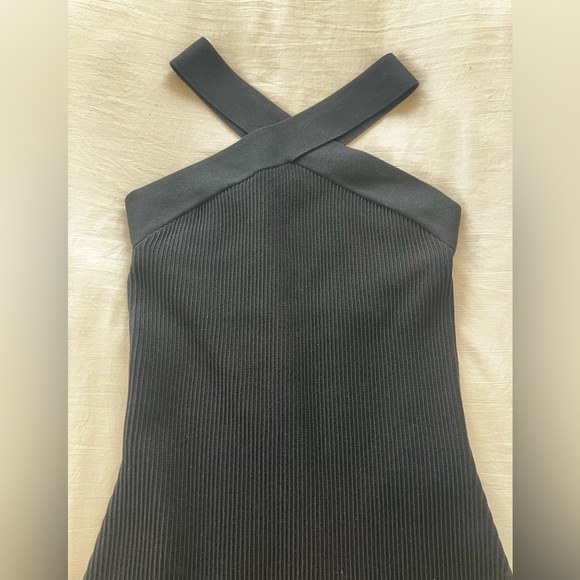Aritzia Black Sculpt Knit Criss Cross Mini Dress Size S - Picture 2 of 4